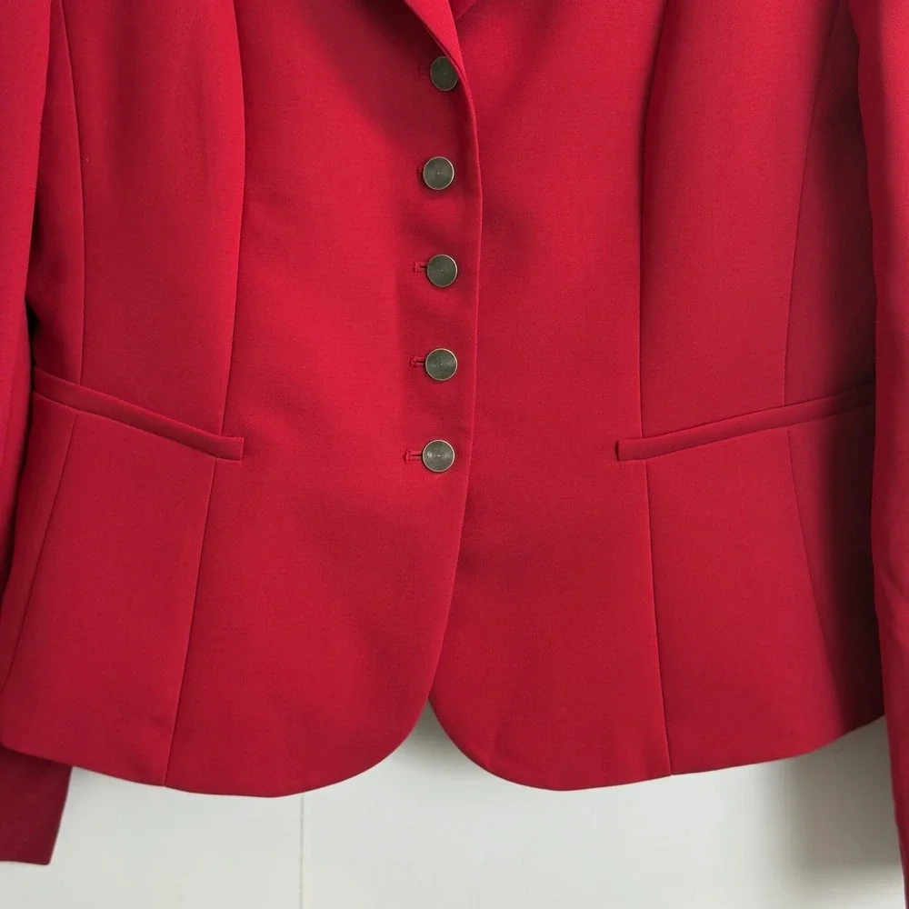 Stresa Womens Red 2 Piece Skirt Suit Set Blazer and A-Line Skirt Size 10